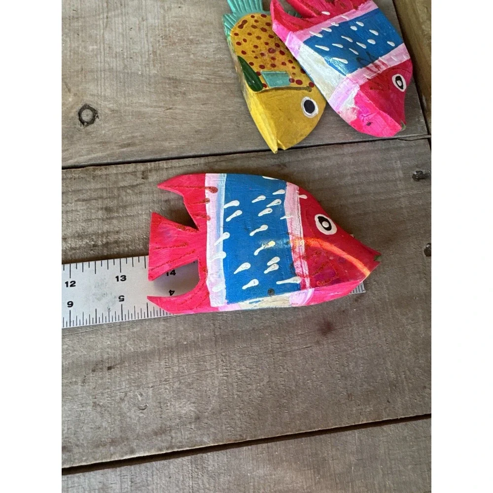 Vintage Wooden Hand Carved Hand Pained‎ Fish Decor Tropical Fish Decor